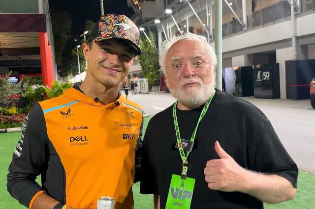 Lando Norris és Arató András (Hide the Pain Harold)